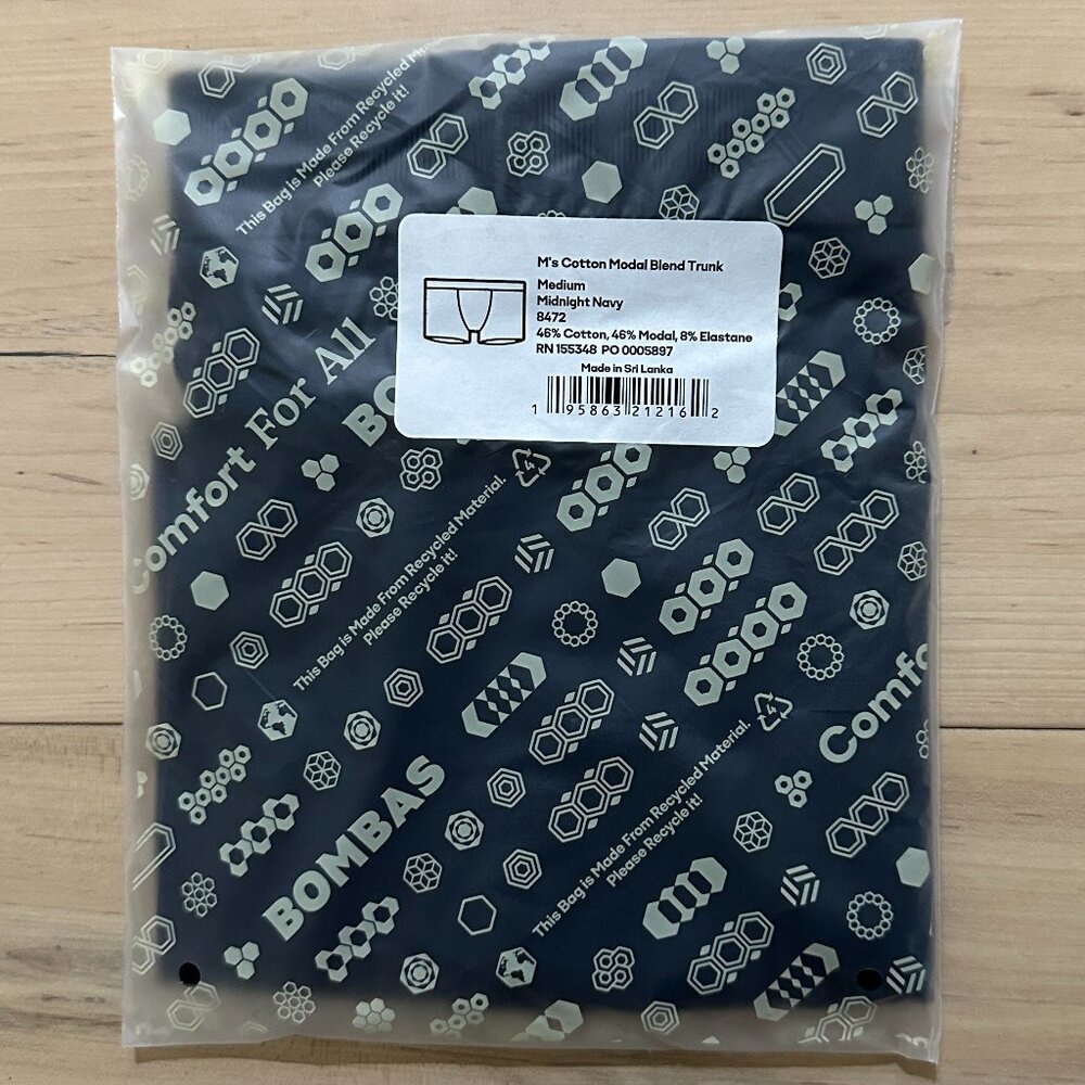 [NWT] Bombas Men's Cotton Modal Blend Trunk in Midnight Navy (Medium)